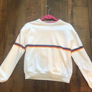 brandy white striped crew neck sweatshirt